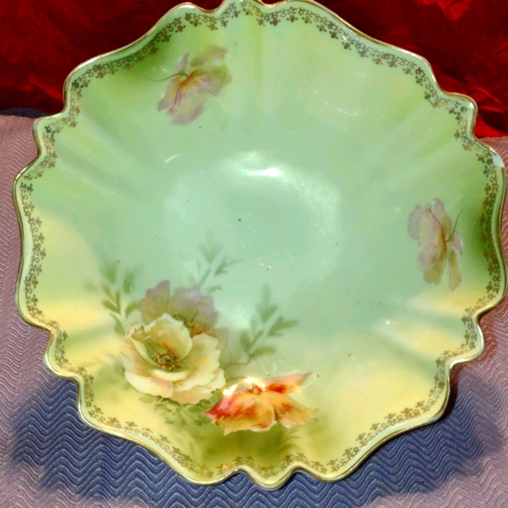 RS Prussia China dessert bowl with flowers